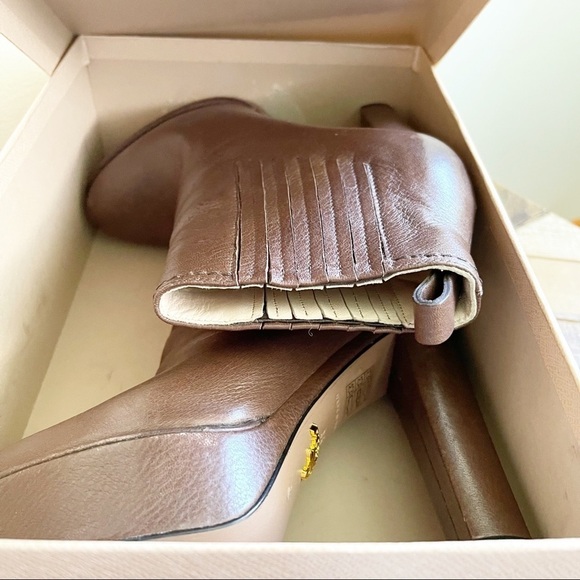 Prada Brown Leather Chunky Ankle Boots - Picture 14 of 15